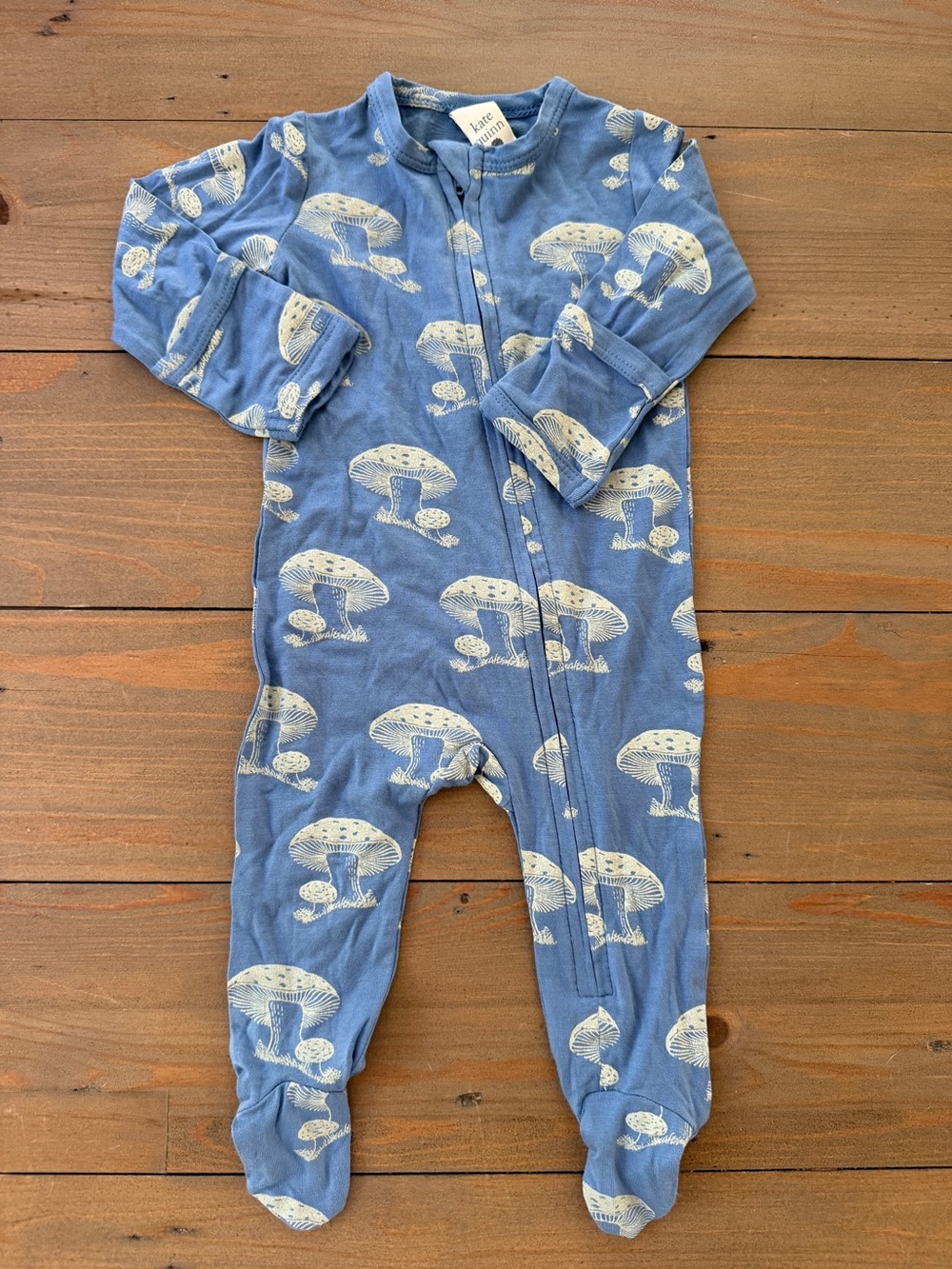 Like New Kate Quinn Two-Way Zip Modal Mushroom Footie - 0-3 Months
